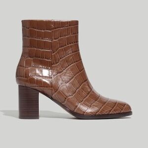 Madewell The Mira Side-Seam Ankle Boot in Croc Embossed Leather